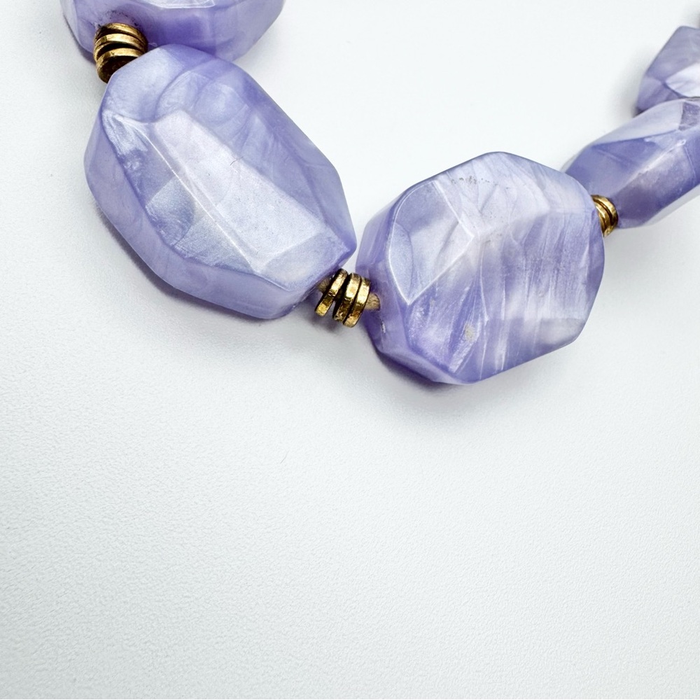 Lavender Amethyst Cooling Necklace Large Beads Wood Hardware Statement Necklace - Picture 3 of 6